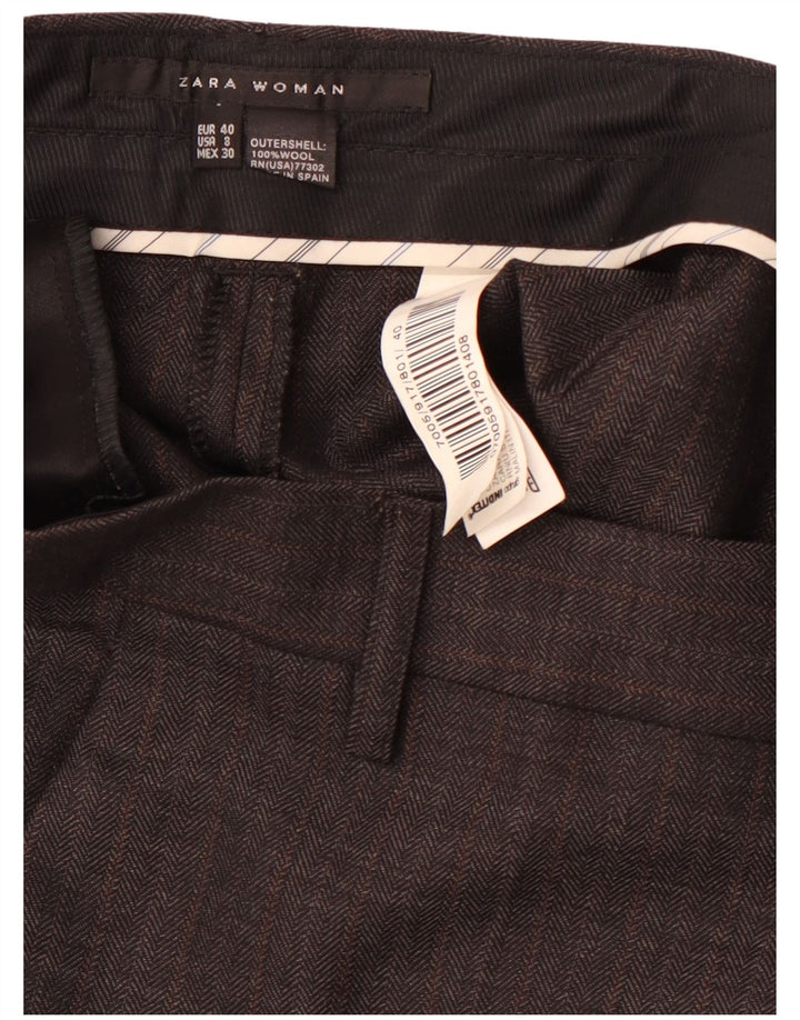 Gerade Chino-Hose für Damen von ZARA, EU 40, mittelgroß, W30, L28, graues Fischgrätenmuster