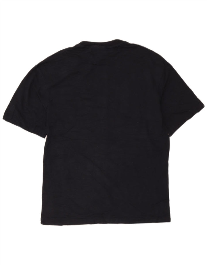 Zara Herren-T-Shirt mit Grafik, Größe S, marineblaue Baumwolle