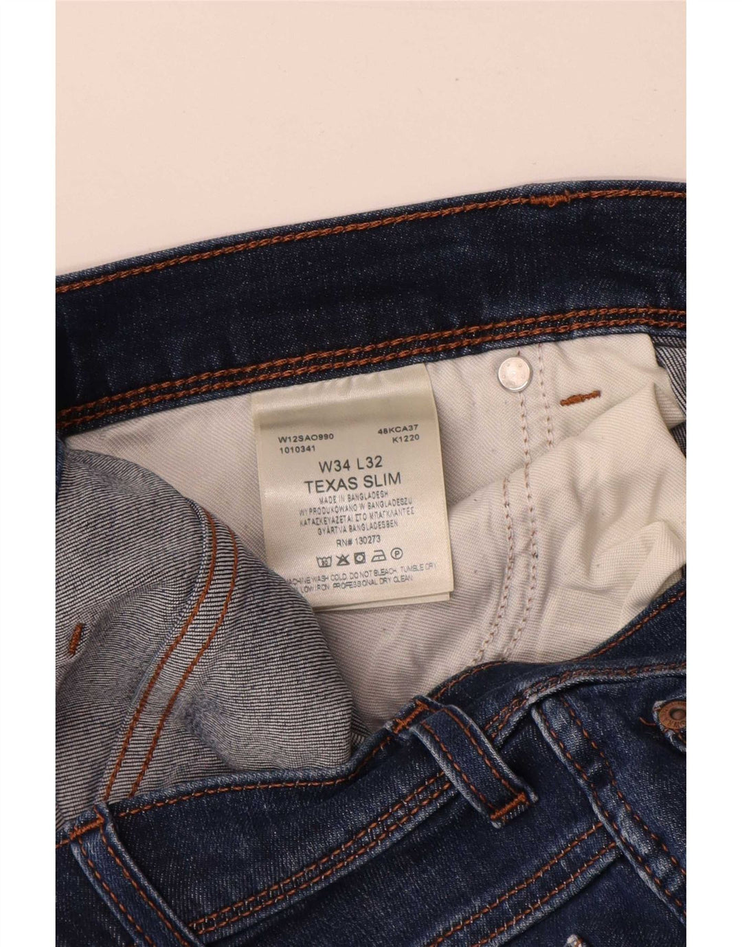 Wrangler Herren Texas Slim Jeans W34 L32 Blaue Baumwolle