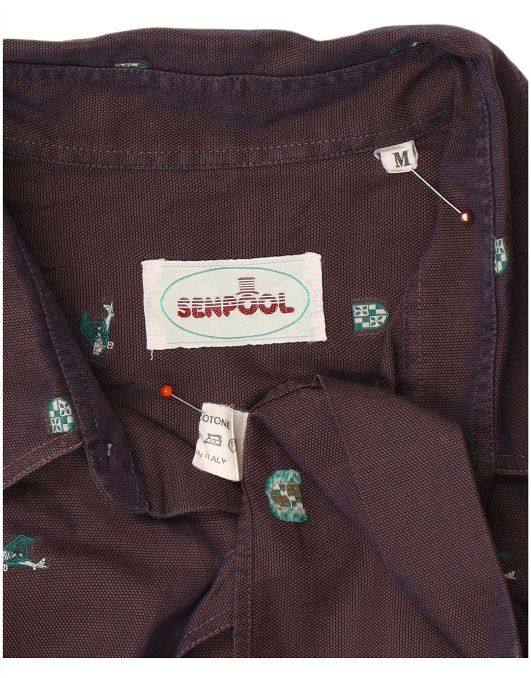 VINTAGE Mens Shirt Medium Navy Blue Cotton