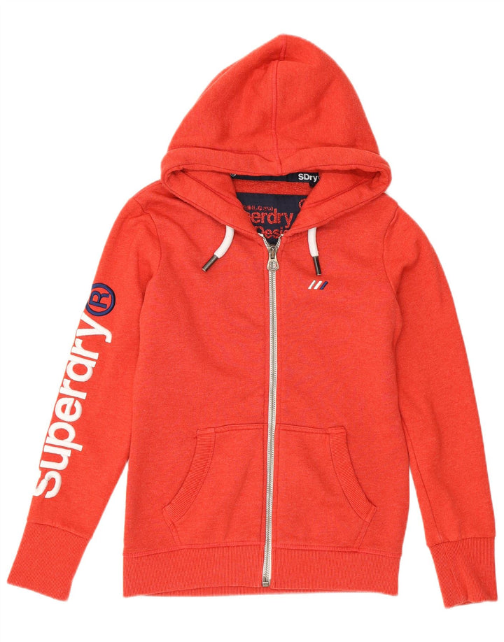 SUPERDRY Damen-Kapuzenpullover mit grafischem Reißverschluss, Gr. 8, Orange, Baumwolle