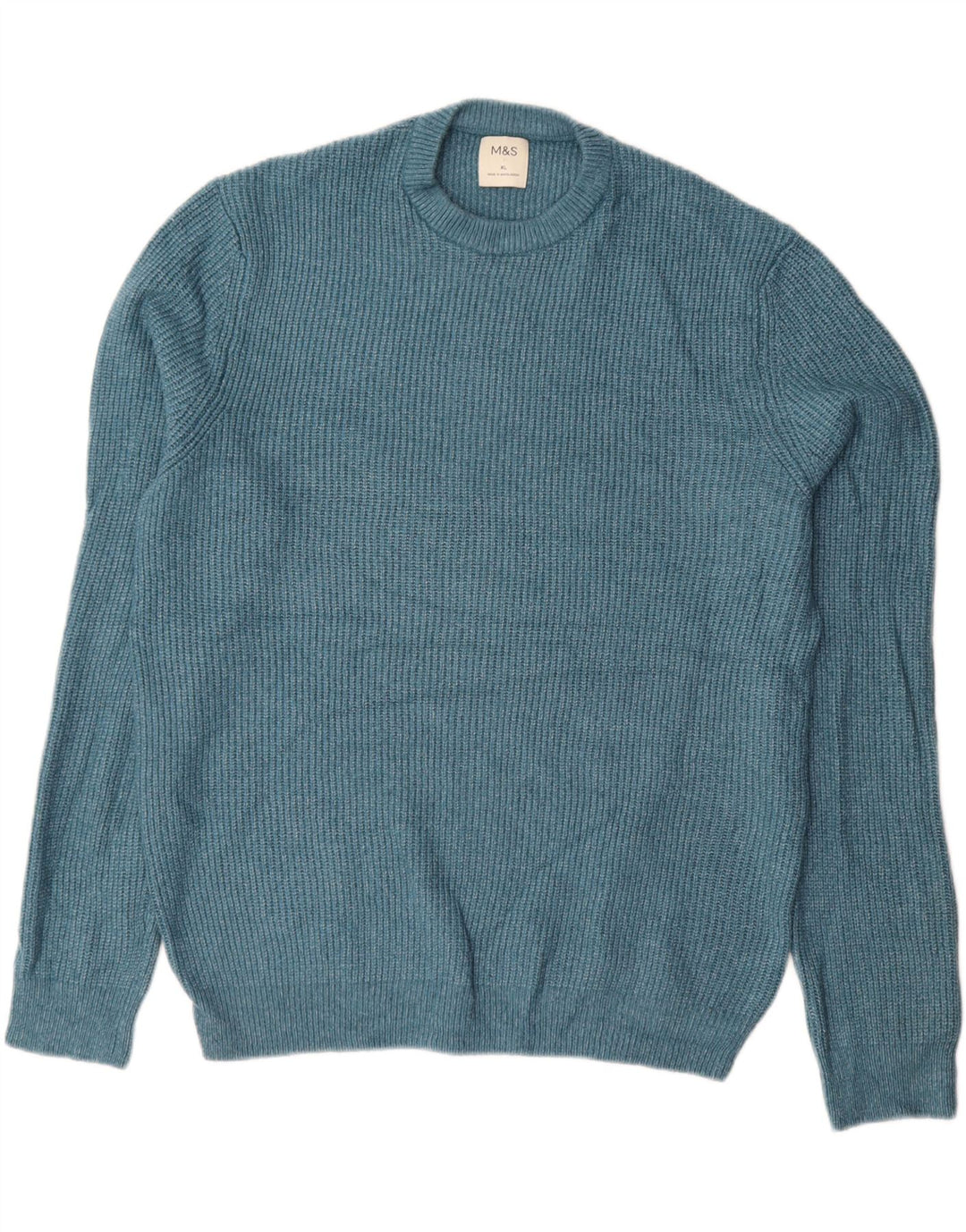 MARKS & SPENCER Herren-Pullover mit Rundhalsausschnitt, XL, Blau, Polyamid