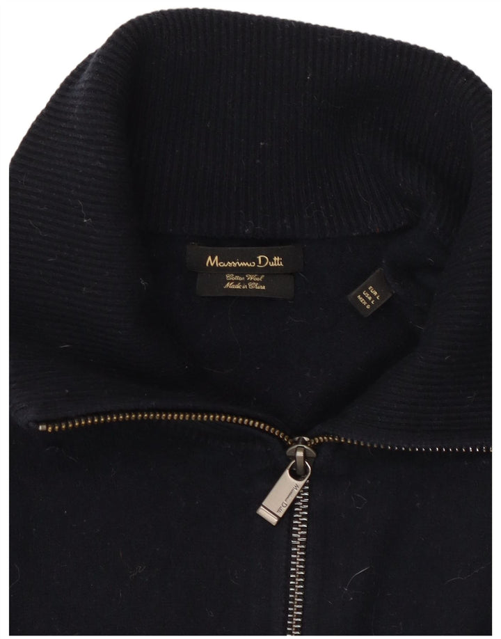 Massimo Dutti Herren-Strickjacke, groß, marineblaue Baumwolle