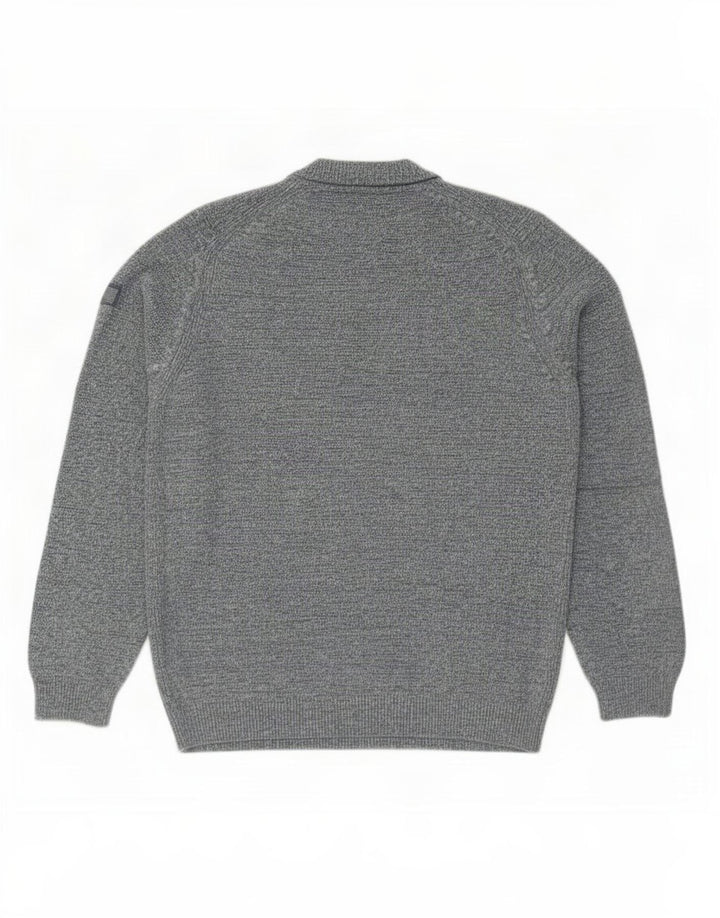 Camel Active Herren-Pullover mit Rundhalsausschnitt, groß, blau gefleckte Baumwolle