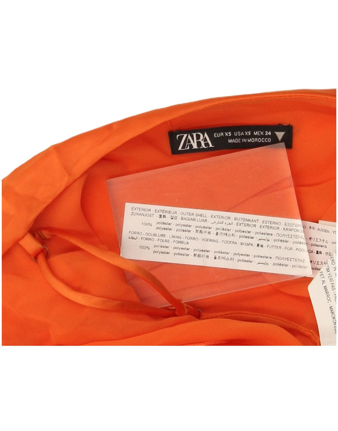 Zara Damen Slip-Kleid UK 4 XS Orange Polyester