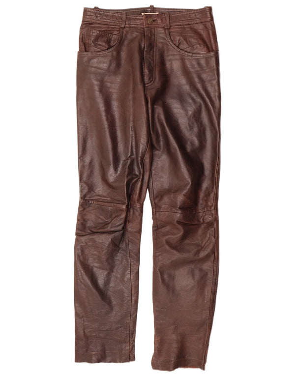 LINUS Gerade Herren-Lederhose W32 L33 Braunes Leder
