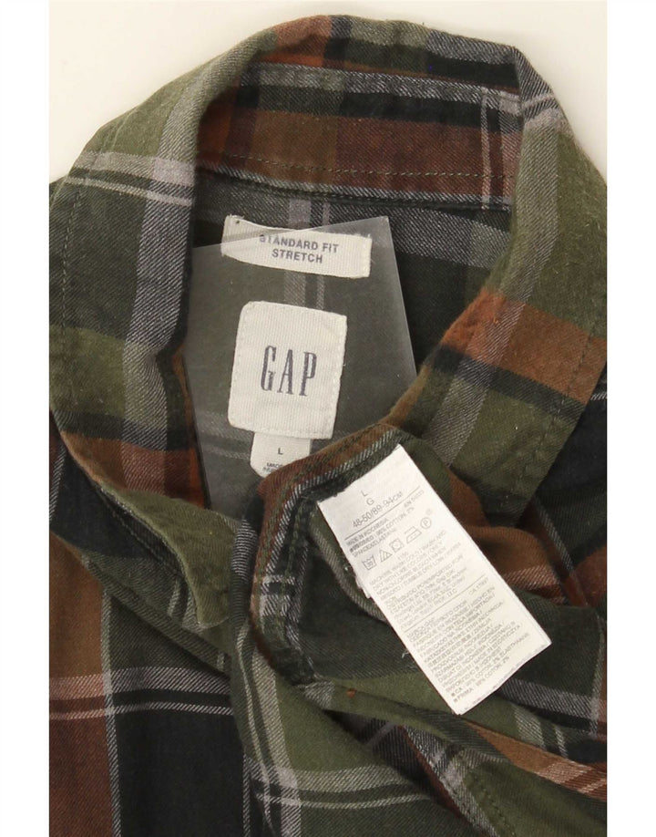 Gap Herren-Flanellhemd mit Standard-Passform, groß, grün kariert, Baumwolle