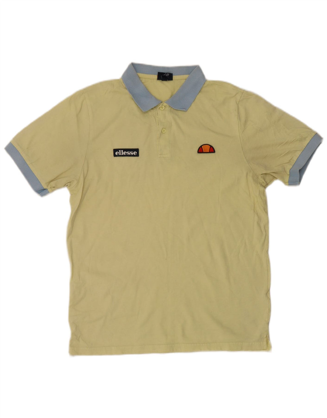 Ellesse Herren-Poloshirt, groß, gelbe Colourblock-Baumwolle