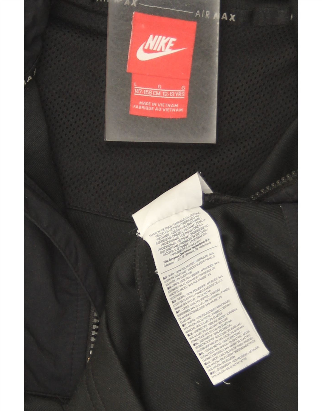 Nike Jungen Kapuzenpullover mit Reißverschluss, 12–13 Jahre, Größe L, Schwarz, Polyester