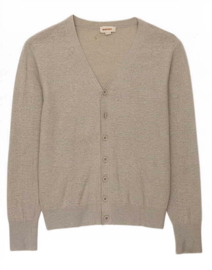 Diesel Herren-Cardigan-Pullover aus mittelgrauer Baumwolle