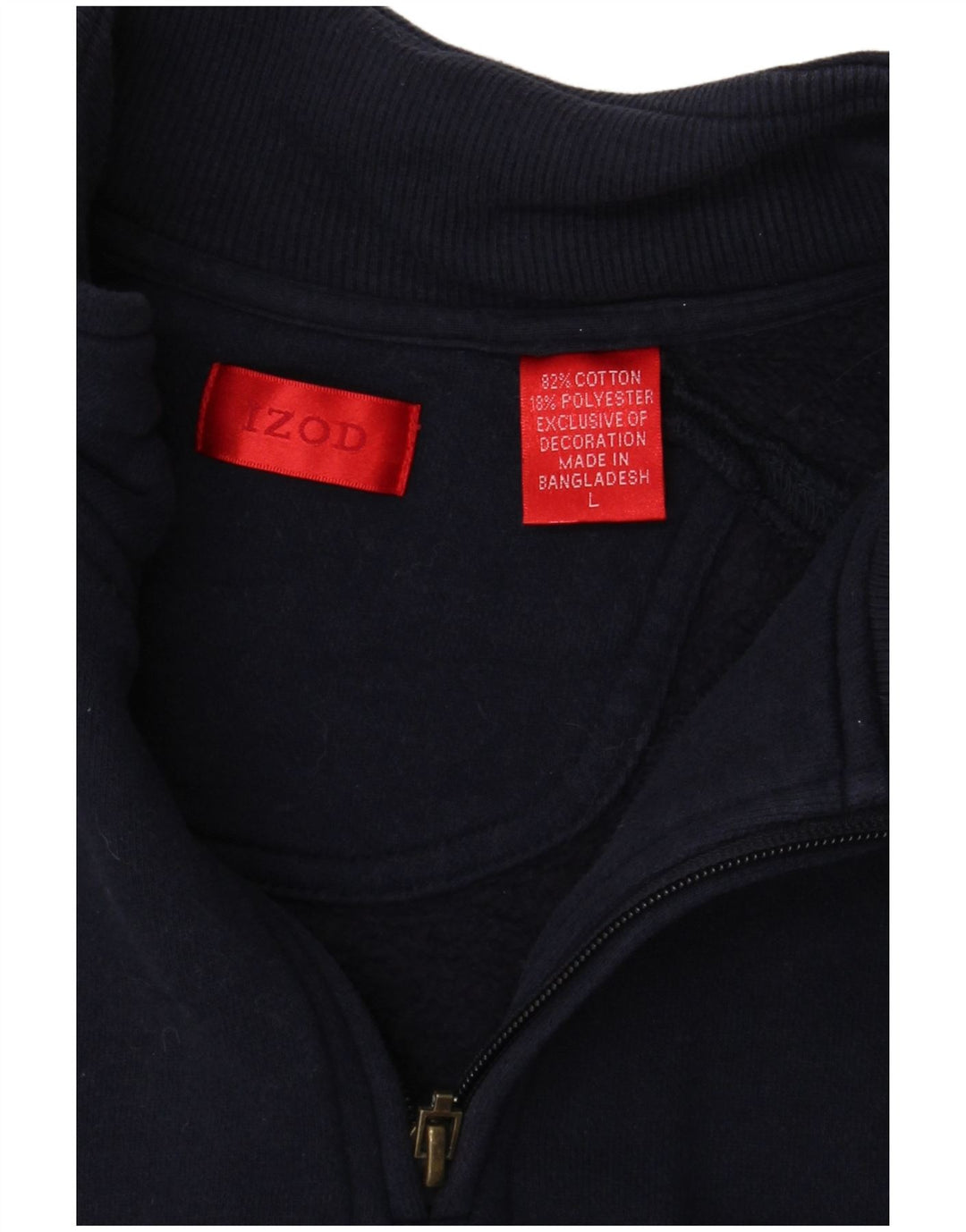 IZOD Herren-Sweatshirt mit Reißverschluss am Hals, groß, marineblaue Baumwolle