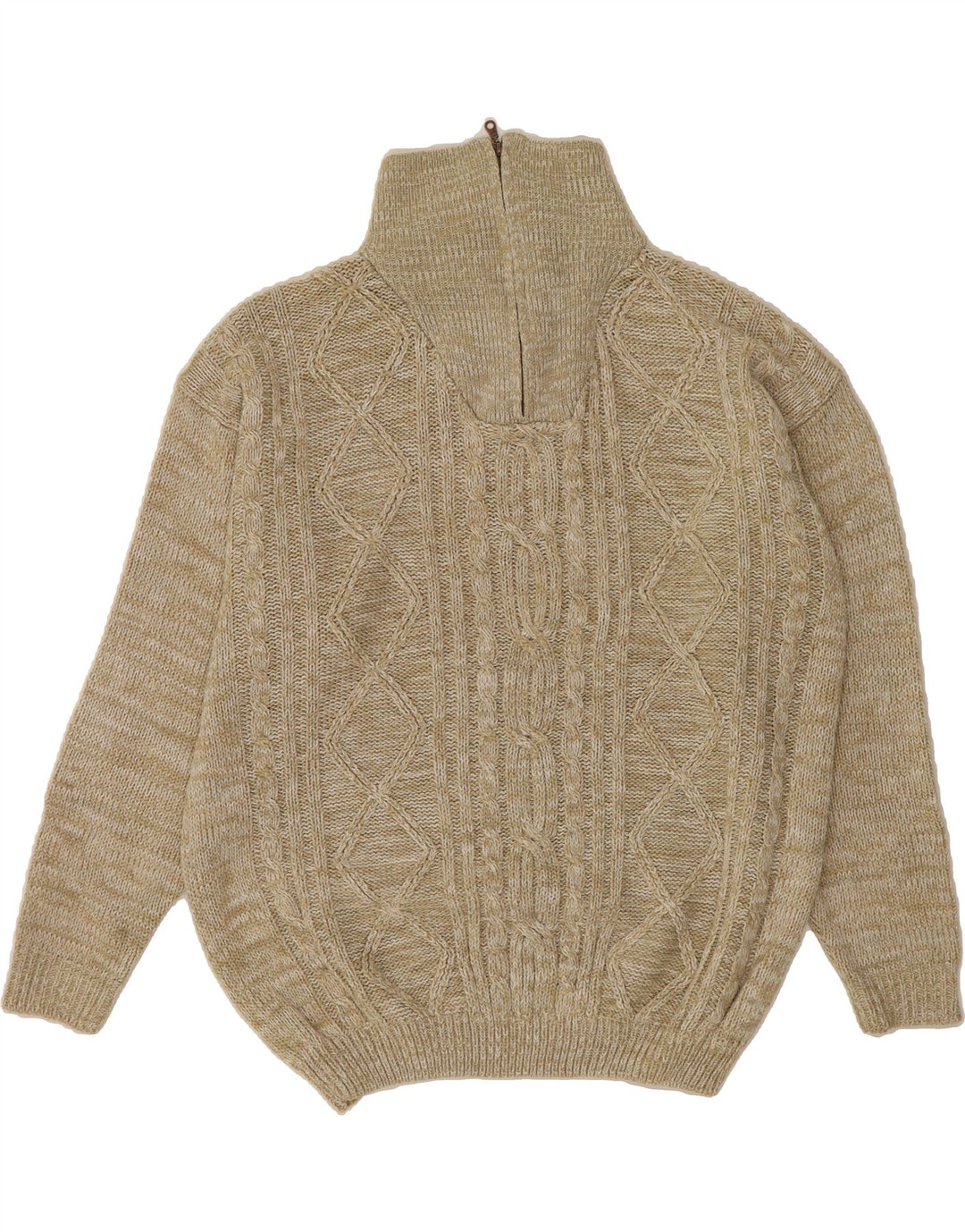 VINTAGE Herren-Pullover mit Reißverschluss, 2XL, beige, Polyacryl