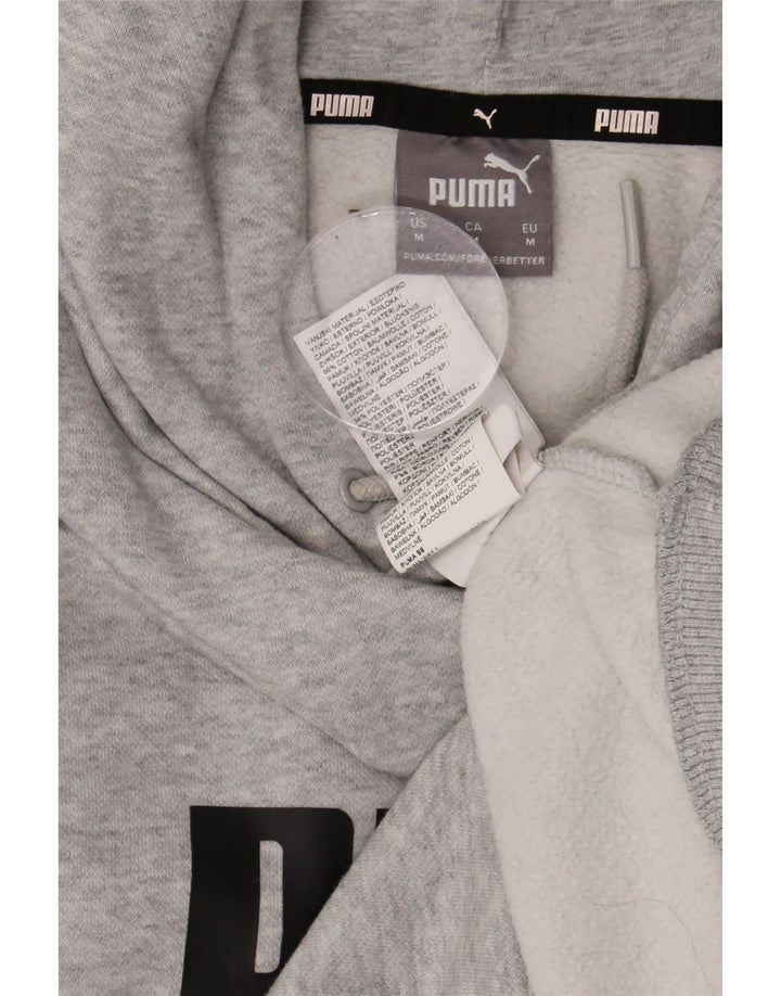 Puma Womens Graphic Hoodie Pullover UK 14 Mittelgrau gefleckte Baumwolle