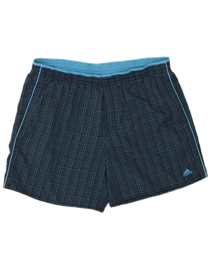 Adidas Herren Badeshorts XL Marineblau kariert Polyamid