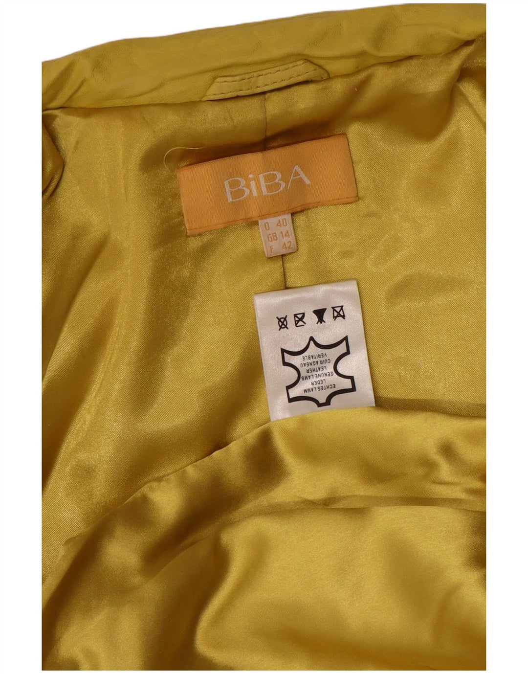 Biba Damen Lederjacke UK 14 Mittelgelb geflecktes Leder