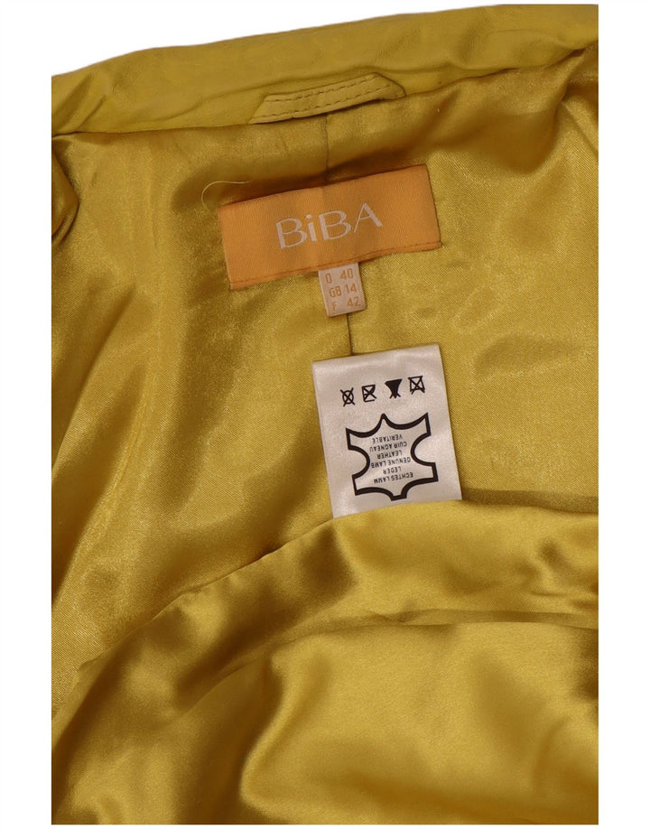 Biba Damen Lederjacke UK 14 Mittelgelb geflecktes Leder