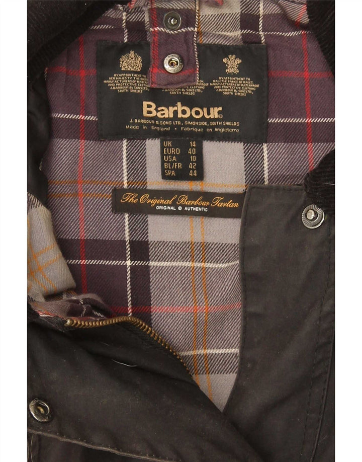 Barbour Damenjacke aus gewachster Baumwolle, UK 14, Größe L, Grau
