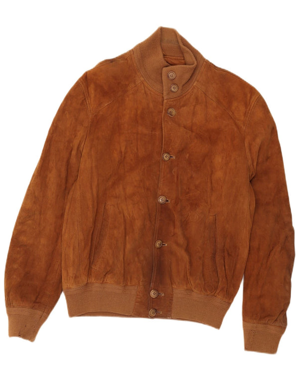 Vintage Herren Wildleder Bomberjacke IT 50 Großes braunes Leder
