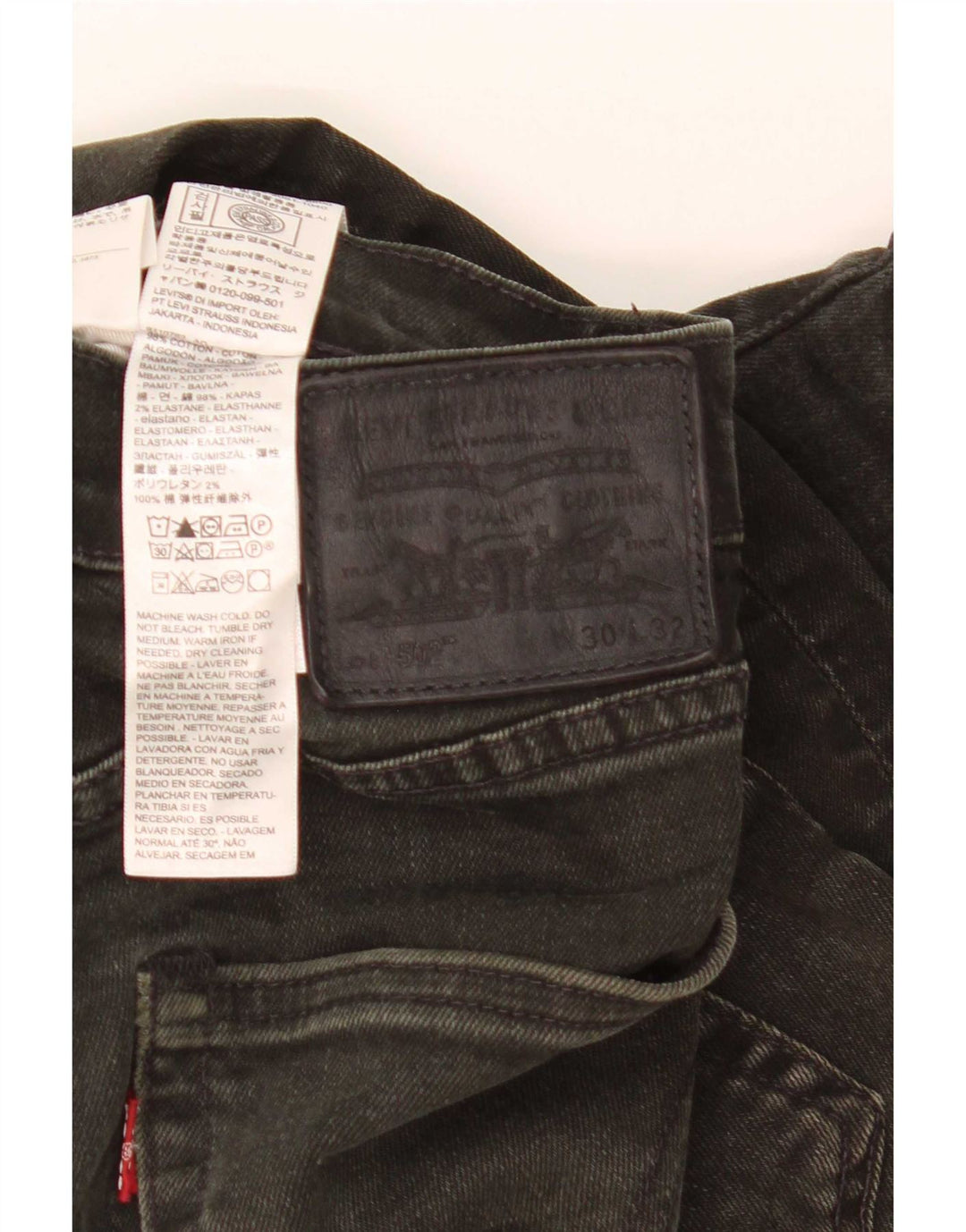 Levi's Herren 502 Straight Jeans W30 L32 schwarze Baumwolle