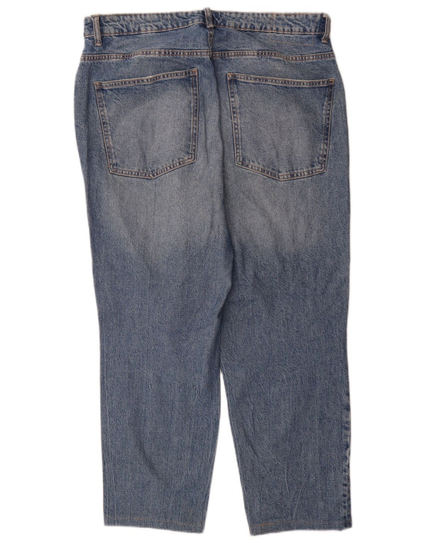 Zara Damen High Waist Tapered Jeans EU 46 XL W36 L28 Blaue Baumwolle
