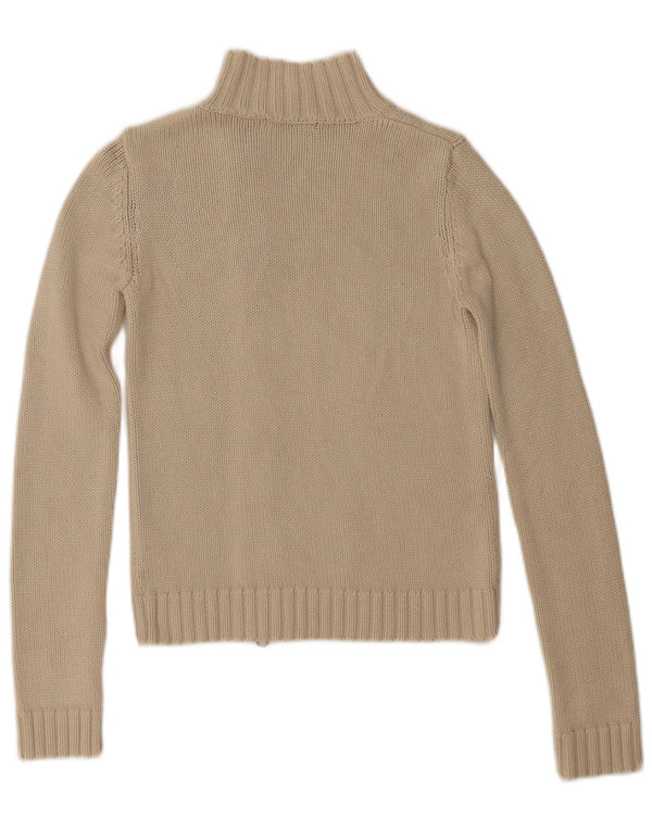 Dkny Damen Crop Cardigan Pullover UK 10 Small Beige Baumwolle