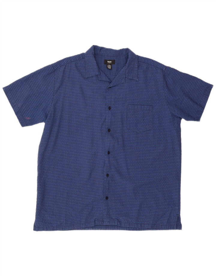 MOSSIMO Herren Kurzarmhemd XL Blue Gingham Rayon