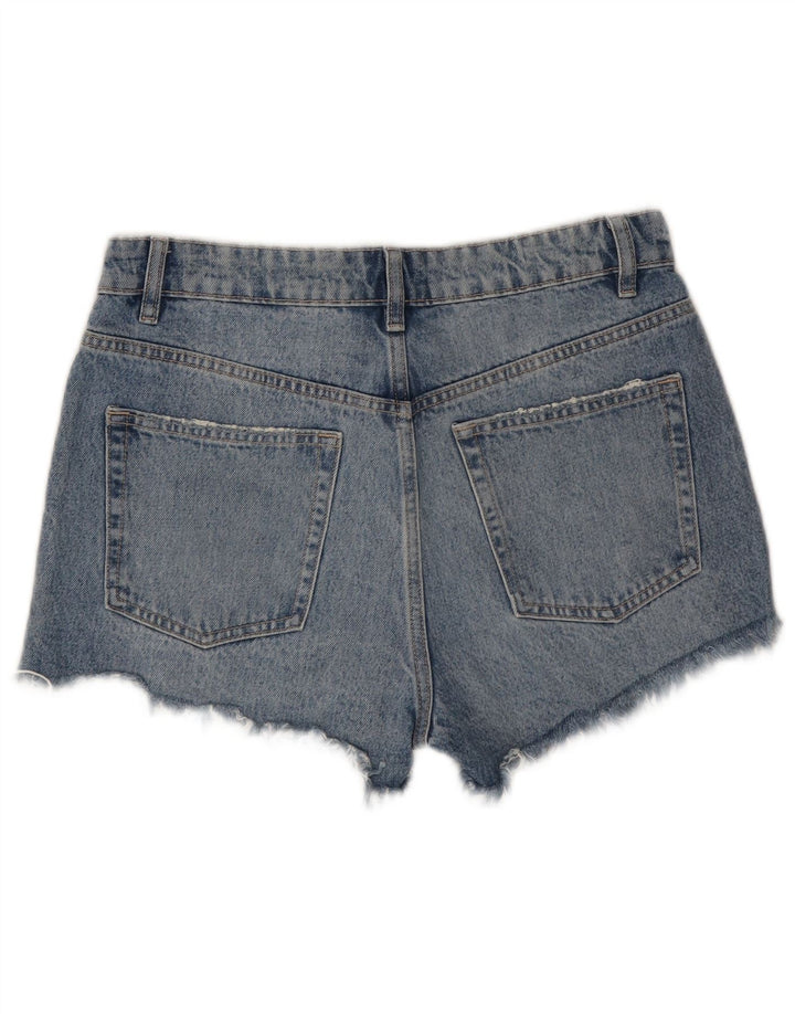 Zara Damen Distressed Denim Shorts EU 38 Small W28 Blaue Baumwolle