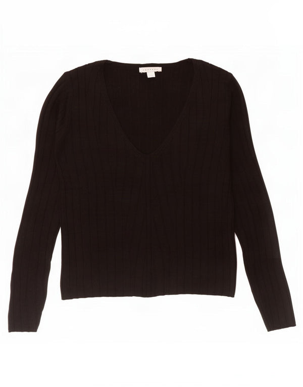 Topshop Damen-Pullover mit V-Ausschnitt, Gr. 12, Mittelschwarz, Acryl