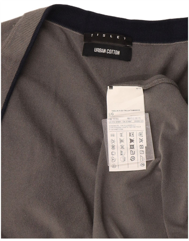 Sisley Herren-Strickjacke, groß, graue Baumwolle