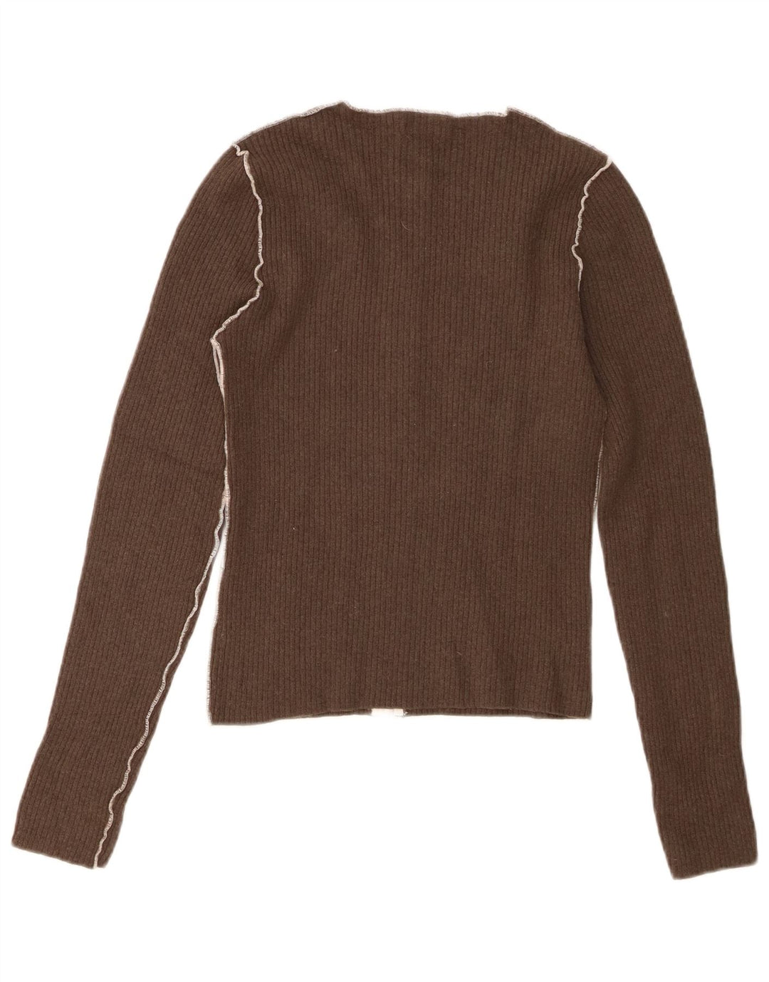 Zara Damen-Cardigan mit durchgehendem Reißverschluss, UK 12, mittelbraune Wolle