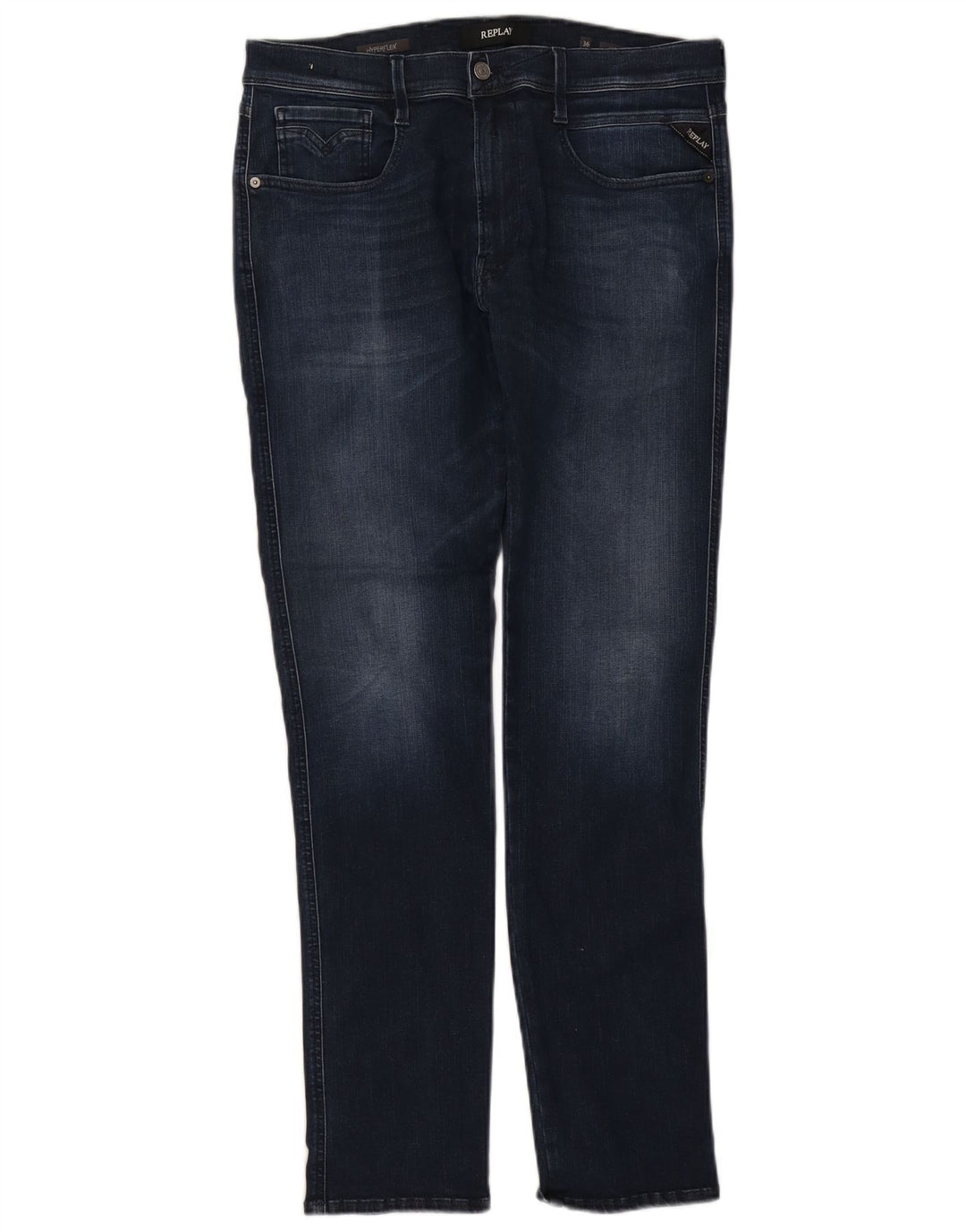 REPLAY Damen Flex Slim Jeans W36 L34 Marineblaue Baumwolle