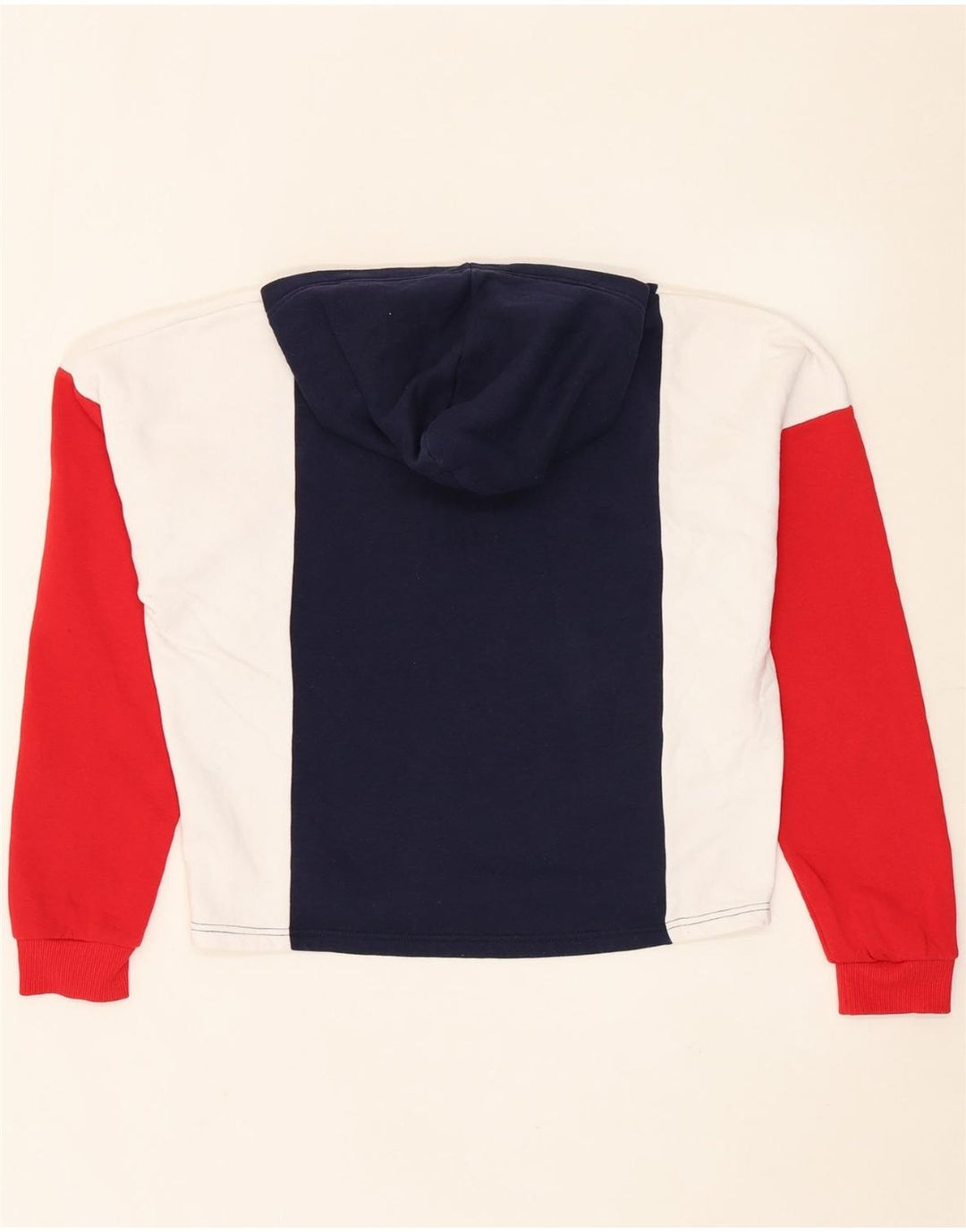 FILA Womens Oversized Hoodie Jumper UK 14 Medium Multicoloured Colourblock Vintage Fila and Second-Hand Fila from Messina Hembry 