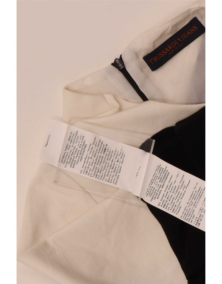 Trussardi Damen Etuikleid IT 42 Mittelschwarze Colourblock-Viskose