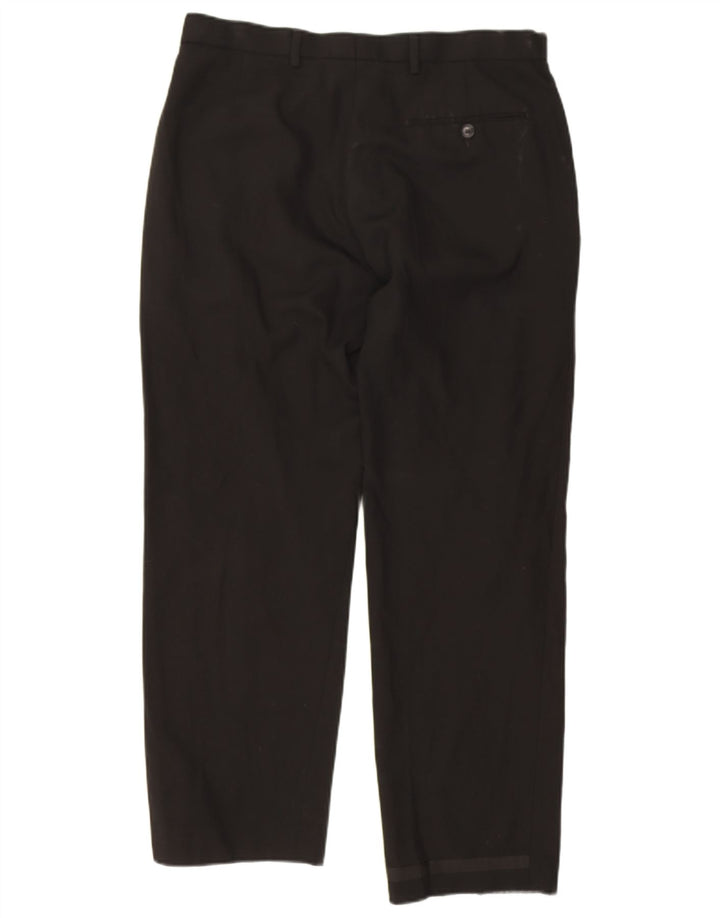 Gerade Herren-Anzughose von Marks & Spencer, W34, L29, schwarze Wolle