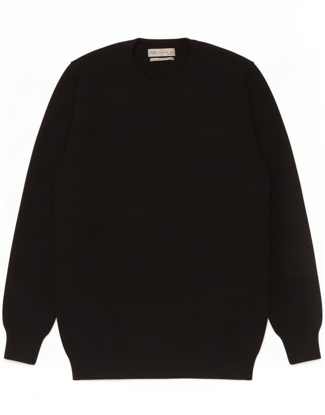 Marks & Spencer Herren-Pullover mit Rundhalsausschnitt, mittelschwarze Lammwolle
