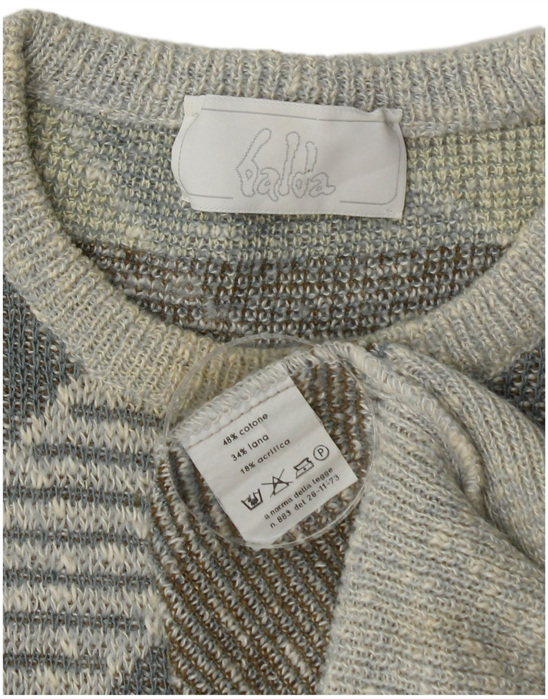 Vintage Herren-Pullover mit Rundhalsausschnitt, mittelgroß, mehrfarbig, gestreift, Baumwolle