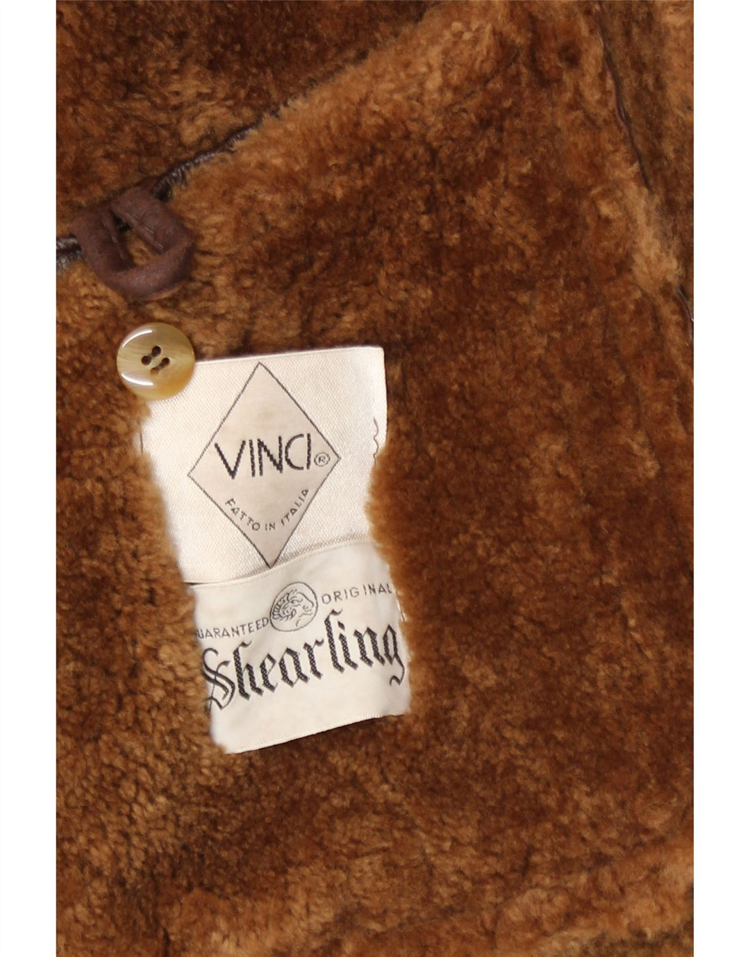 Vinci Herren-Shearling-Jacke, UK 40, großes braunes Shearling