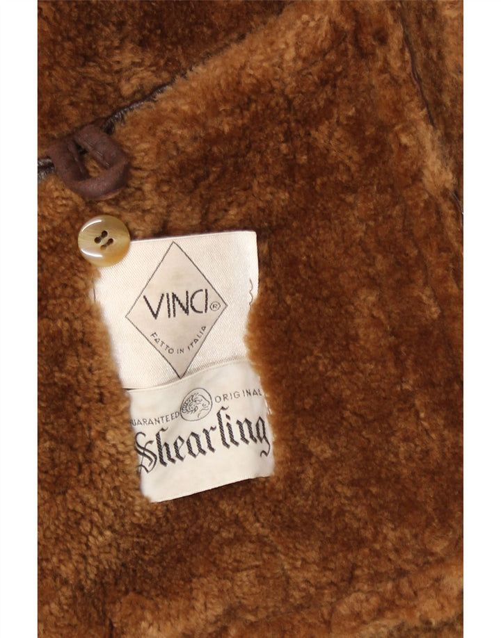 Vinci Herren-Shearling-Jacke, UK 40, großes braunes Shearling
