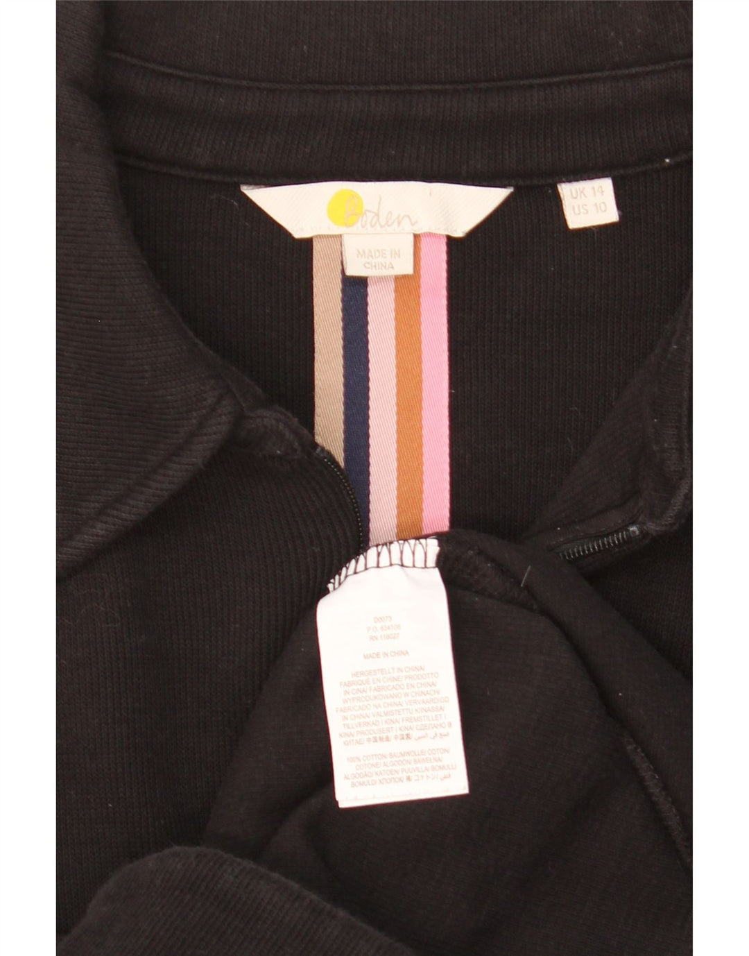 BODEN Damen Pulloverkleid UK 14 Mittelschwarze Baumwolle