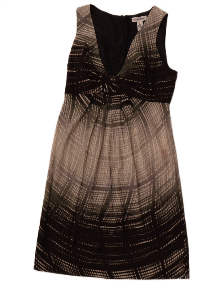 CALVIN KLEIN Damen Ärmelloses Etuikleid US 6 Mittelgrauer Farbblock