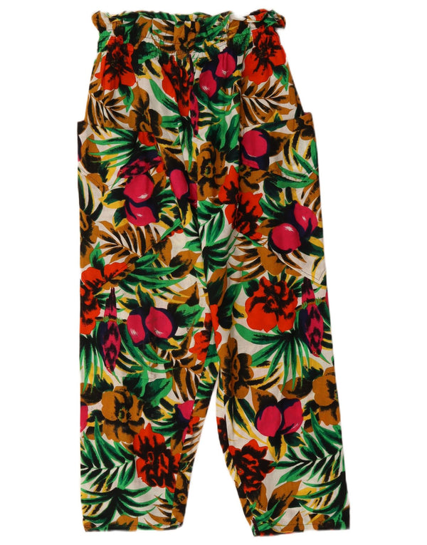 Vintage Damen Hose mit hoher Taille, abgeschnitten, W26, L23, mehrfarbig, Blumenmuster