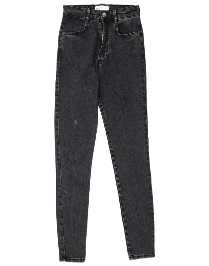 ZARA Damen Skinny Jeans EU 36 XS W26 L27 Graue Baumwolle