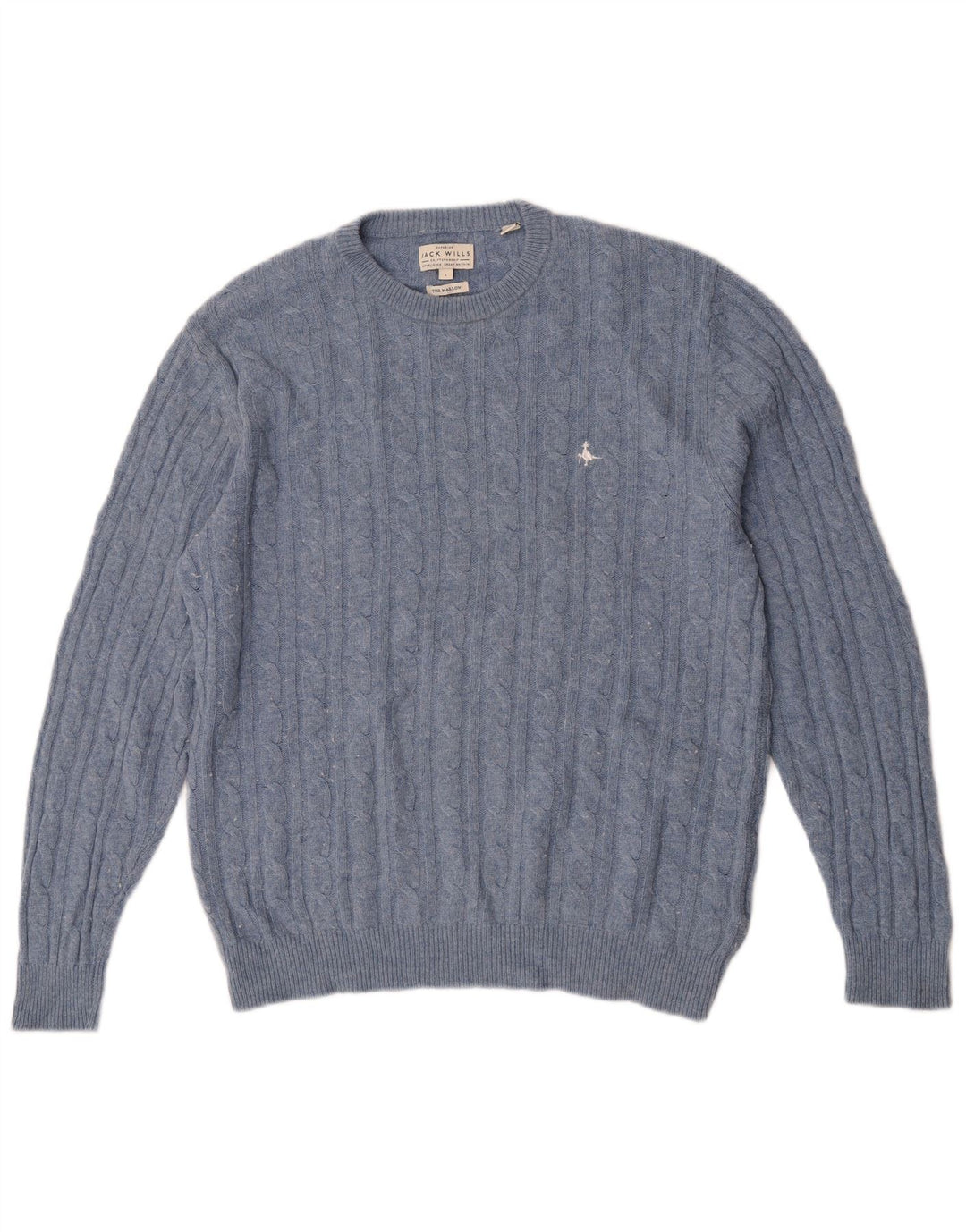 Jack Wills Herren The Marlow Pullover mit Rundhalsausschnitt, Größe L, aus blauer Wolle