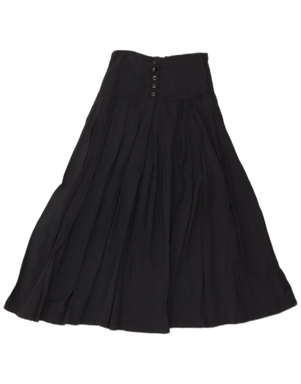 Vintage Womens Pleated Maxi Skirt W30 Medium Navy Blue