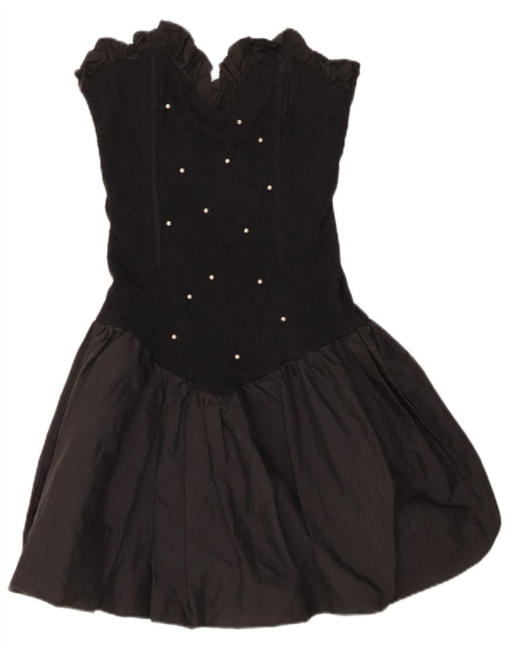 Fusion Damen Trägerloses Kleid UK 10 Small Schwarz Polyester