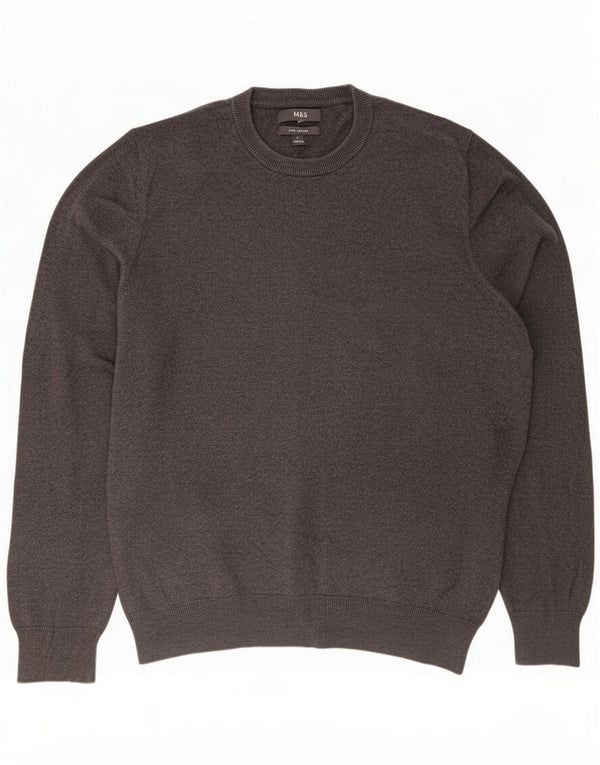 Marks & Spencer Herren-Pullover mit Rundhalsausschnitt, große graue Baumwolle