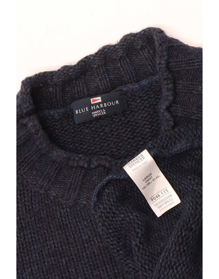 Marks & Spencer Herren-Pullover „Harbor“ mit Rollkragen, Blau, Größe L, Marineblau