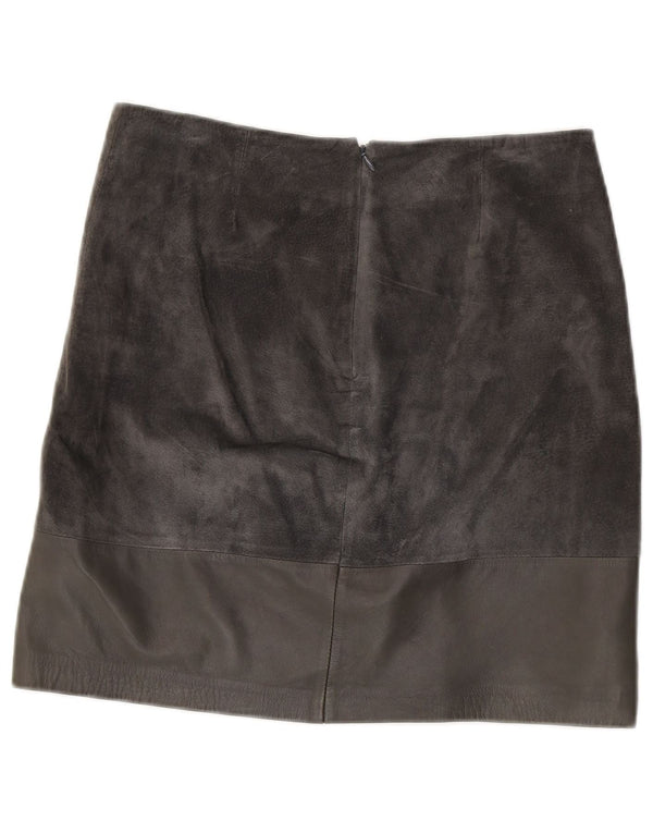 HALLHUBER Damen Wildlederrock EU 38 Medium W32 Graues Leder