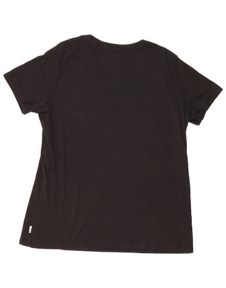 EDDIE BAUER Damen T-Shirt Top UK 18 XL Schwarz Baumwolle