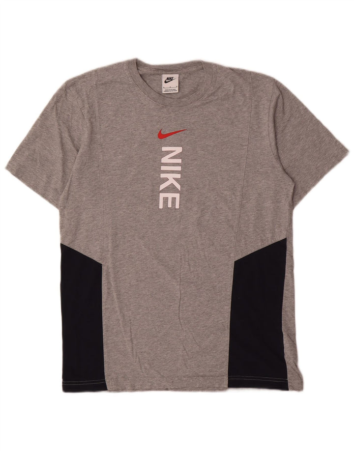 Nike Herren-Grafik-T-Shirt aus mittelgrauer Colourblock-Baumwolle